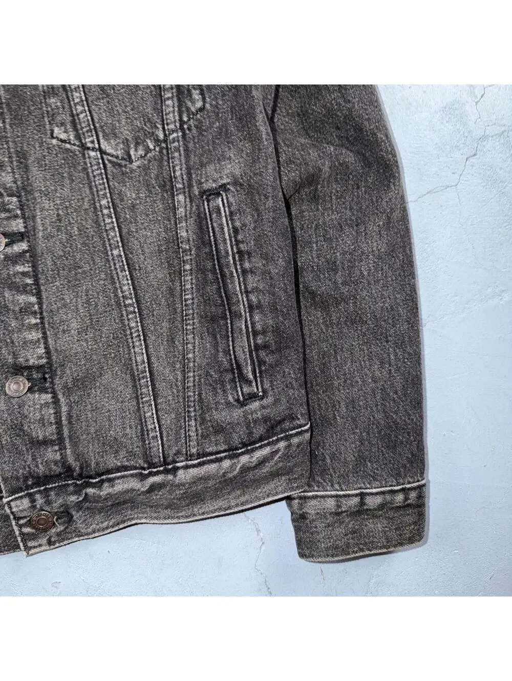 Levis Button Front Cotton Denim Trucker Jean Jacket Black Type 3 VTG Style Y2K